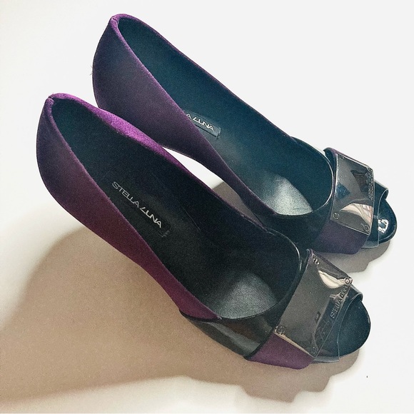 NWOT Stella Luna purple and chrome stiletto pumps - Picture 3 of 6